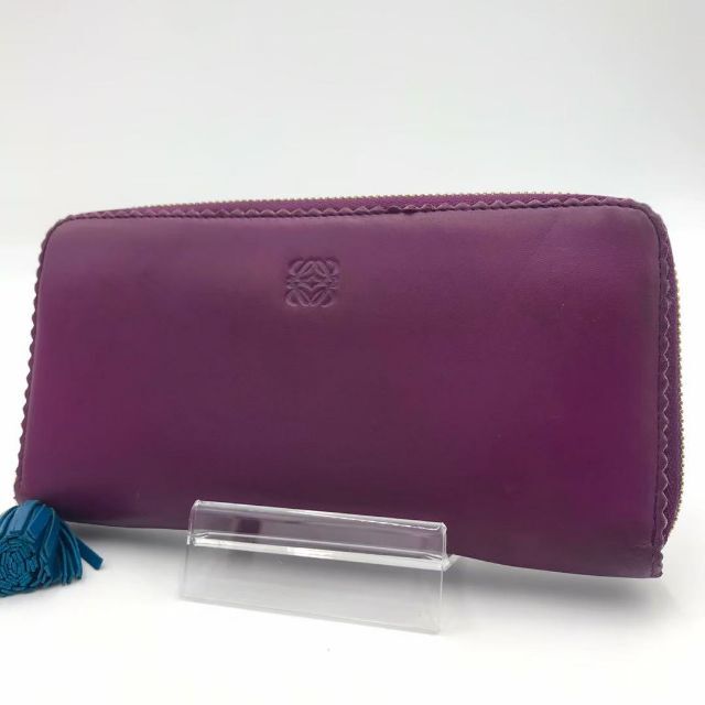 極美品✨LOEWE ロエベ 長財布 ウンドファスナー アナグラム アマソナ 紫-