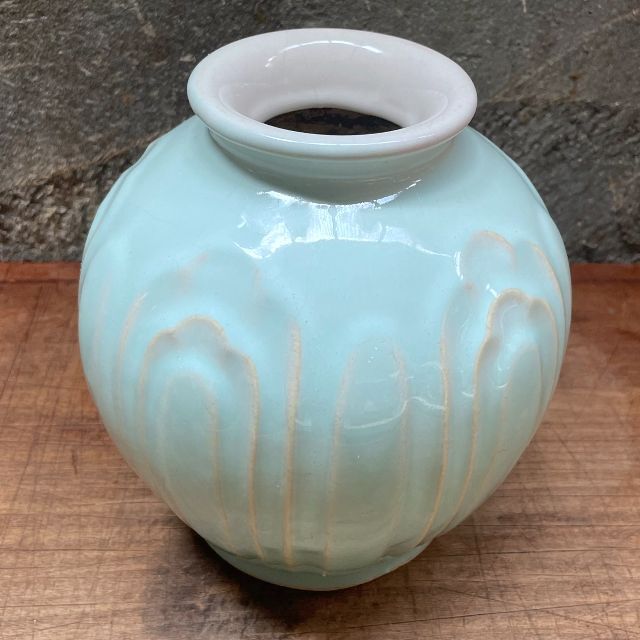 青磁色 花瓶 花入 花器 壺 ヴィンテージ 陶芸 華道具 茶道具 フラワー