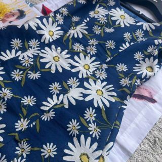 【美品】M'S GRACY 花柄フレアワンピース ブルー ホワイト 半袖 38