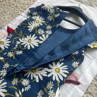 【美品】M'S GRACY 花柄フレアワンピース ブルー ホワイト 半袖 38