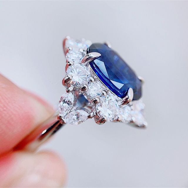 ☆4.09ct☆✨大粒サファイア2.00ctダイヤモンドプラチナリング指輪