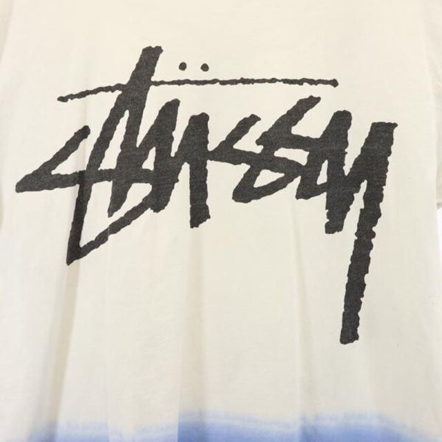 ステューシー ロゴプリント 半袖 Tシャツ L ベージュ系×青系 STUSSY メンズ 【中古】 【230526】 メール便可