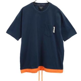 グラム(glamb)のグラム クルーネック ロゴ刺繍 半袖 Tシャツ 2 ネイビー glamb 日本製 メンズ 【中古】  【230526】(Tシャツ/カットソー(半袖/袖なし))