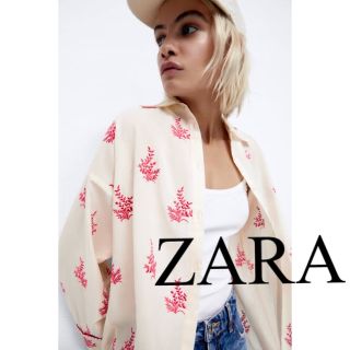 ザラ(ZARA)の美品　ZARA ザラ　シャツ　ブラウス　トップス　花柄　ピンク　刺繍　人気　完売(シャツ/ブラウス(長袖/七分))