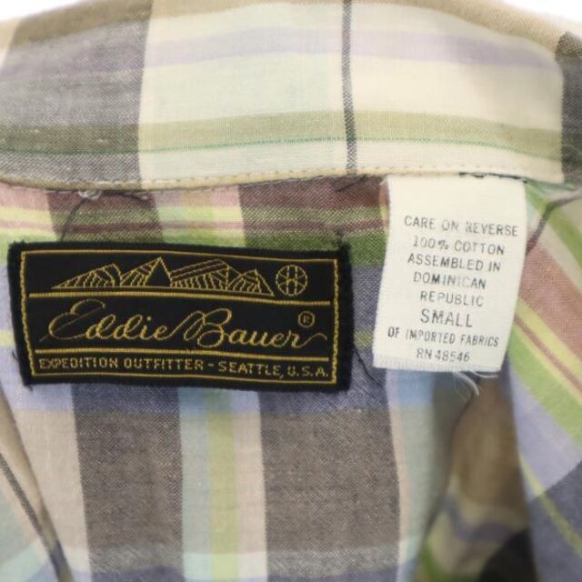 Eddie Bauer エディーバウアー 80s 黒タグ ヴィンテージ オープンカラー チェック柄 半袖 シャツ S Eddie Bauer  レディース 【中古】 【230526】 メール便可の通販 by 古着屋BIG2nd's shop｜エディーバウアーならラクマ