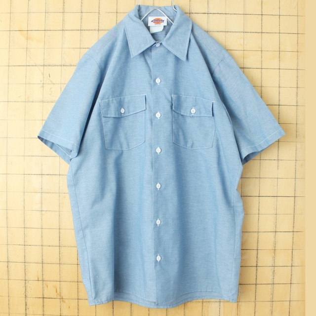 Dickies ディッキーズ ワークシャンブレーシャツ ブルーM 半袖 ss48