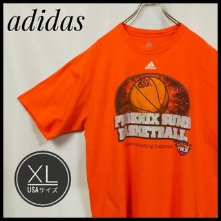 アディダス(adidas)のアディダス オーバーサイズ半袖Ｔシャツ バスケ チームロゴ デカロゴ ロゴＴ 橙(Tシャツ/カットソー(半袖/袖なし))