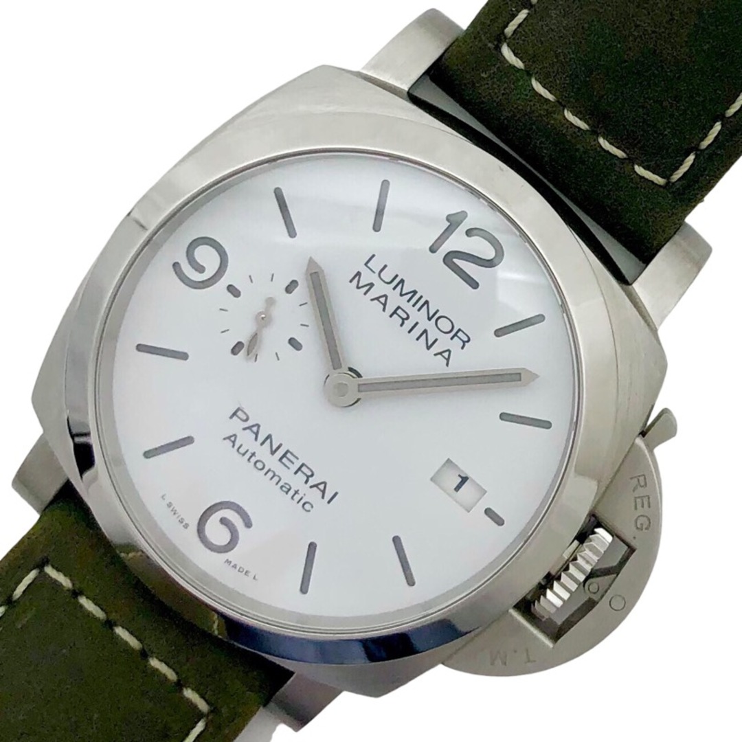 パネライ PANERAI ルミノールマリーナ PAM01314 ホワイト文字盤 SS/レザーストラップ 自動巻き メンズ 腕時計