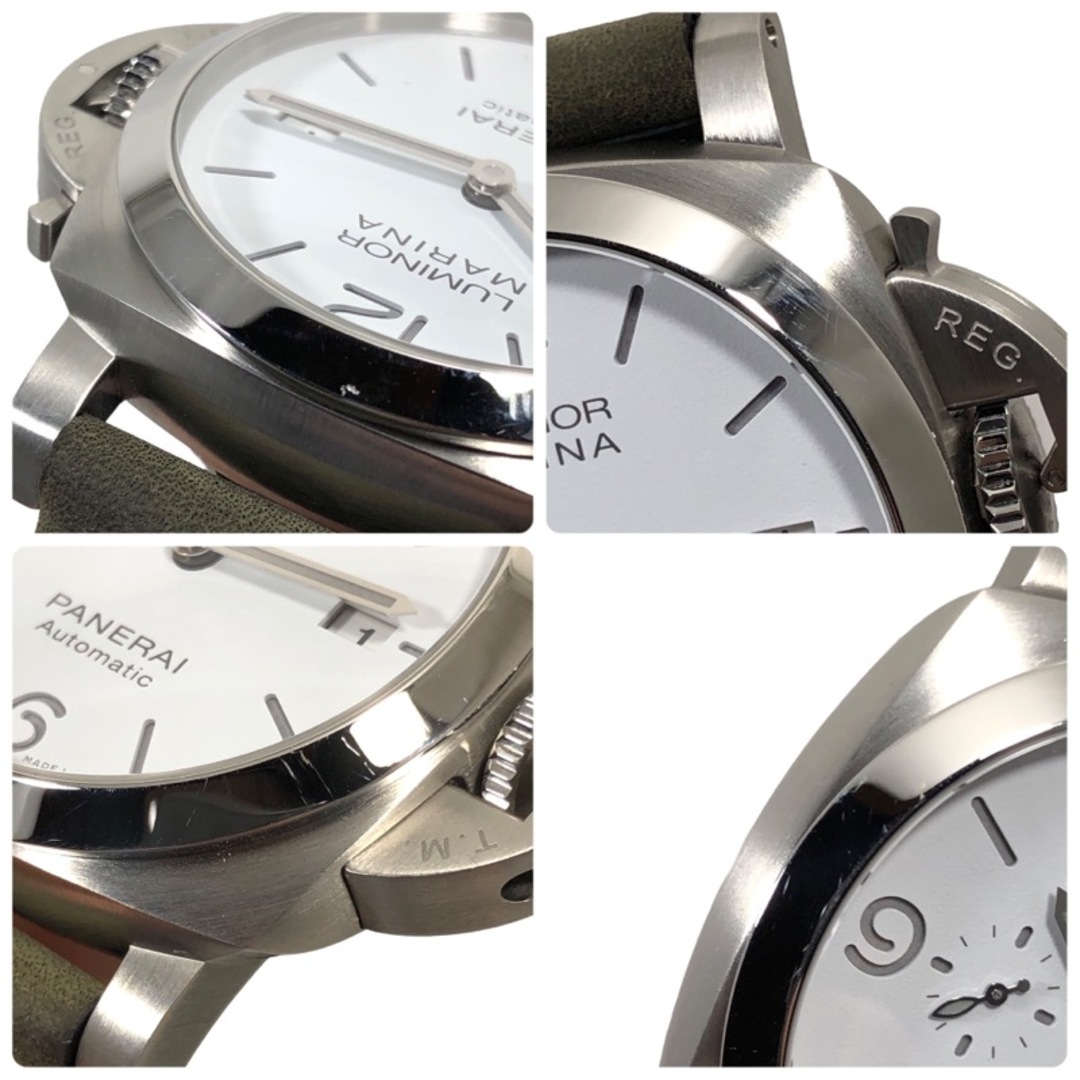 パネライ PANERAI ルミノールマリーナ PAM01314 ホワイト文字盤 SS/レザーストラップ 自動巻き メンズ 腕時計