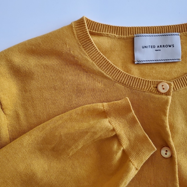 UNITED ARROWS ハイツイストコットン クルーネック カーディガン◆