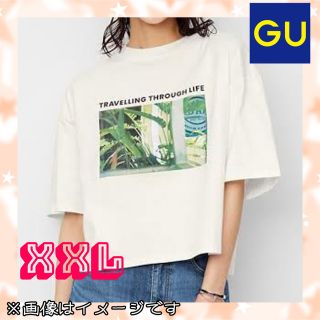 ジーユー(GU)の⑤【GU】クロップドグラフィックT(5分袖)(フォト)(Tシャツ(半袖/袖なし))