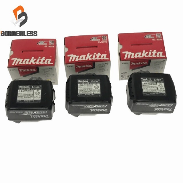 ☆未使用品3個セット☆makita マキタ 18V 6.0Ah 残量表示付 純正 リチウムイオンバッテリー BL1860B リチュウムイオン電池 蓄電池 71786