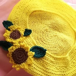 諏訪御料人様用/ベレー帽🌻向日葵🌻ハンドメイド(ハンチング/ベレー帽)