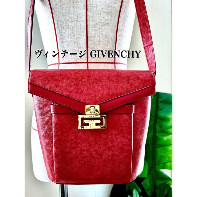 【美品】ヴィンテージ GIVENCHY 本革 ショルダーバッグ 斜め掛け 赤 | フリマアプリ ラクマ