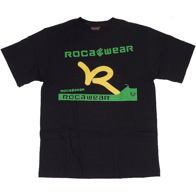 Rocawear(ロカウェア)のロカウェア ビッグロゴ プリント クルーネック 半袖 Tシャツ ブラック M メンズのトップス(Tシャツ/カットソー(半袖/袖なし))の商品写真