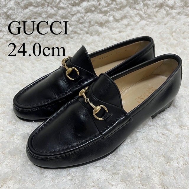 Gucci(グッチ)の24cm グッチ ホースビット ローファー  金黒 レザー　ビットローファー レディースの靴/シューズ(ローファー/革靴)の商品写真