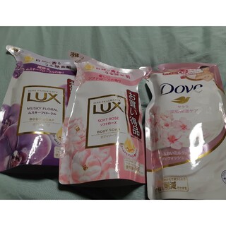 ダヴ(Dove（Unilever）)のダヴサクラ+LUXソフトローズ、ムスキーフローラルボディーソープ(ボディソープ/石鹸)