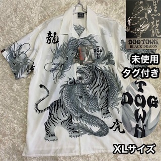 DOG TOWN - ドッグタウン 黒龍 スカジャン XL ホワイト系 DOGTOWN 刺繍 