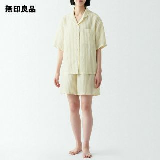 ムジルシリョウヒン(MUJI (無印良品))の無印良品 天然素材の接触冷感 リヨセル麻半袖パジャマ／ライトイエローストライプ(パジャマ)