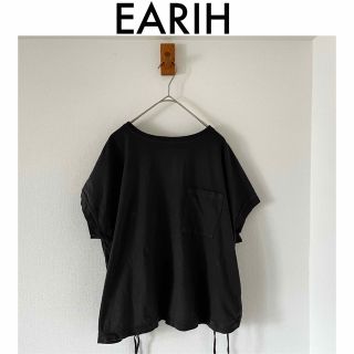 【EARIH】アーリ　バッグレースアップTシャツ　カットソー(Tシャツ(半袖/袖なし))