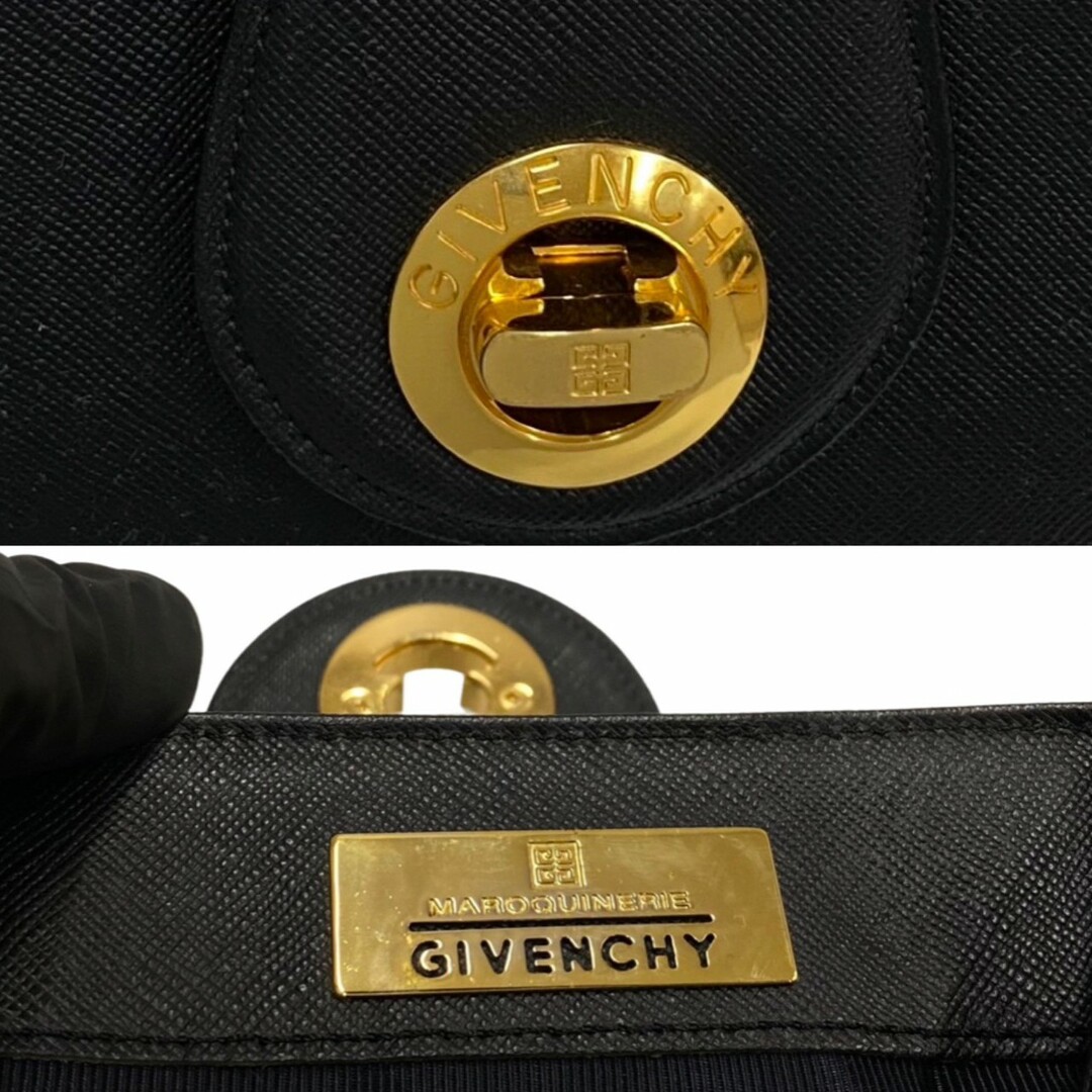 極 美品 希少品 GIVENCHY ジバンシィ 4G ロゴ 金具 ターンロック レザー 本革 ハンドバッグ ミニ トートバッグ ブラック 黒 31765 2