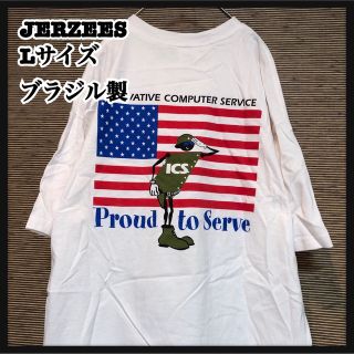 ジャージーズ(JERZEES)の【ジャージーズ】ブラジル製　半袖Tシャツ　アメリカ国旗　ソルジャー　企業ロゴ47(Tシャツ/カットソー(半袖/袖なし))