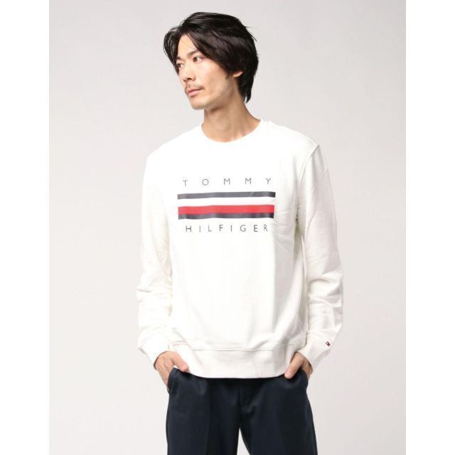 TOMMY HILFIGER(トミーヒルフィガー)のトミーヒルフィガー 白 フラッグロゴ スウェット トレーナー メンズ XL 裏毛 メンズのトップス(スウェット)の商品写真