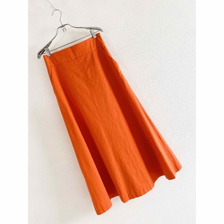 オゾック(OZOC)のOZOC リネン混 フレア ロングスカート オレンジ サイズ40(ロングスカート)