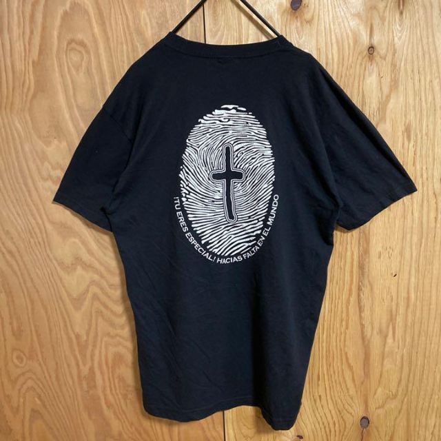 メンズ 十字架 クロス ブラック プリント Tシャツ USA 90s 半袖