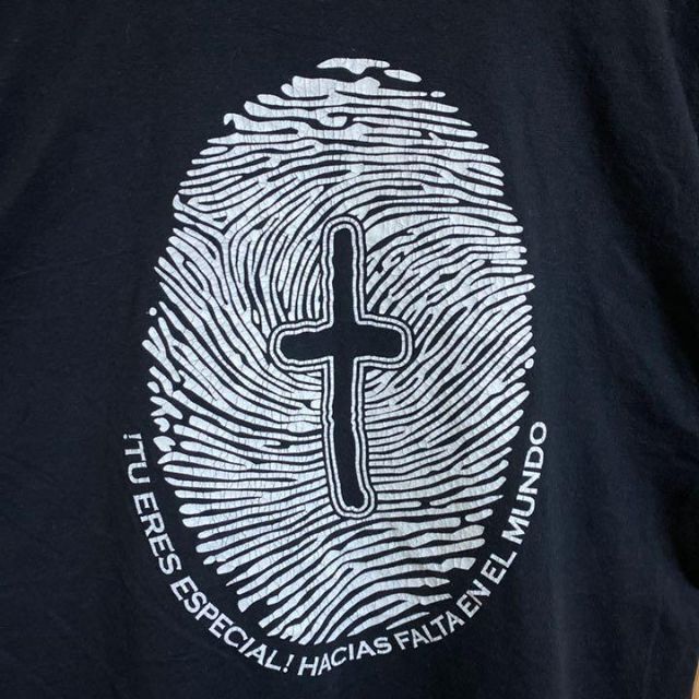 メンズ 十字架 クロス ブラック プリント Tシャツ USA 90s 半袖