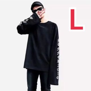 ロンT スケボー ダンス オルチャン 衣装 ストリート 黒 オレンジ 白 L(Tシャツ/カットソー(七分/長袖))