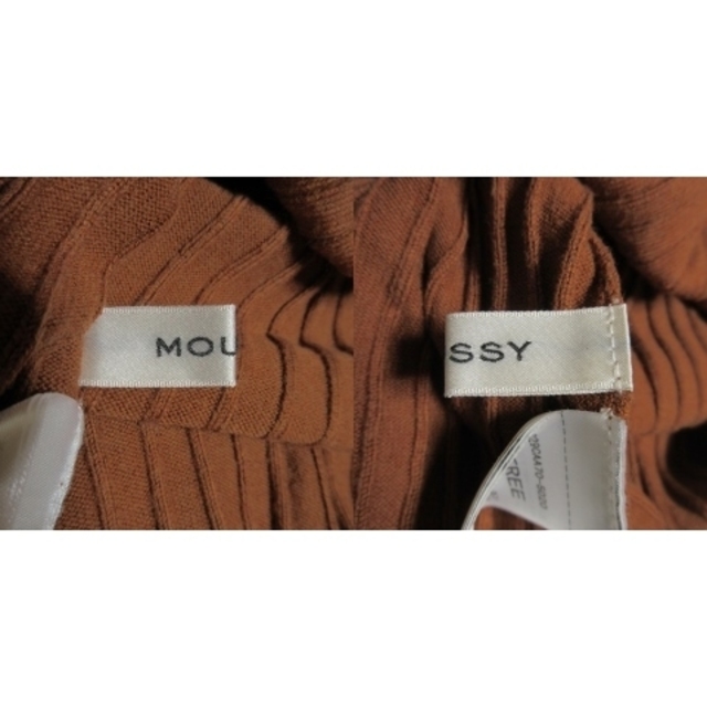 moussy(マウジー)のマウジー ニット セーター リブ クルーネック 五分袖 ストレッチ F 茶 レディースのトップス(ニット/セーター)の商品写真