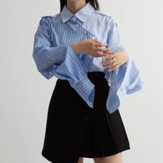 ザラ(ZARA)のASYMMETRY STRIPE OVERSHIRT(シャツ/ブラウス(長袖/七分))