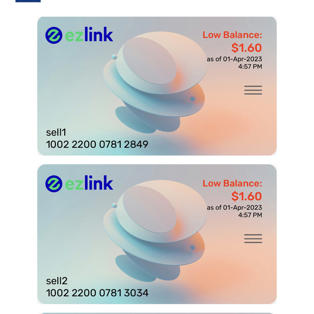 ez-link カード　2枚セット インテリア/住まい/日用品の日用品/生活雑貨/旅行(旅行用品)の商品写真