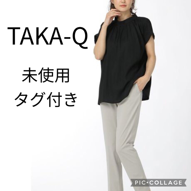 TAKA-Q WOMEN  未使用タグ付き　半袖トップス　黒　 Lサイズ レディースのトップス(シャツ/ブラウス(半袖/袖なし))の商品写真