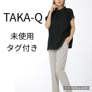 TAKA-Q WOMEN  未使用タグ付き　半袖トップス　黒　 Lサイズ(シャツ/ブラウス(半袖/袖なし))