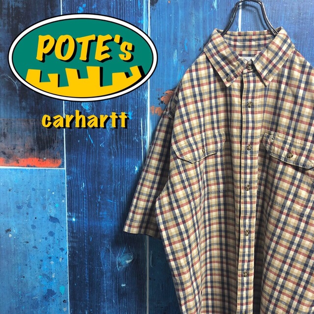 carhartt(カーハート)の【カーハート】ワンポイント刺繍ロゴフラップダブルポケット半袖ワークチェックシャツ メンズのトップス(シャツ)の商品写真