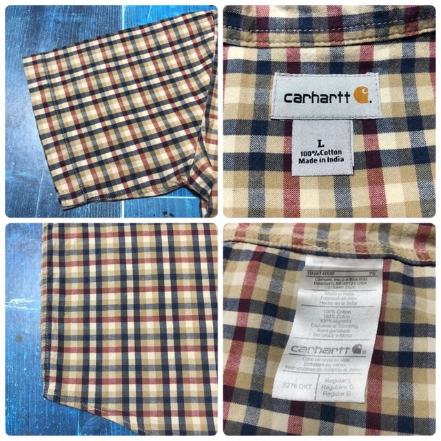 carhartt(カーハート)の【カーハート】ワンポイント刺繍ロゴフラップダブルポケット半袖ワークチェックシャツ メンズのトップス(シャツ)の商品写真