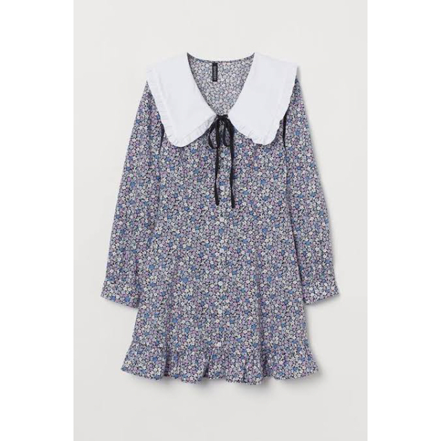 H&M(エイチアンドエム)のH &M niziUコラボ　花柄　レースカラー　ワンピース レディースのワンピース(ミニワンピース)の商品写真