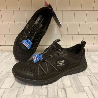 スケッチャーズ(SKECHERS)のスケッチャーズ　レディーススニーカー　スリッポン　黒シューズ　ウォーキング靴　黒(スニーカー)