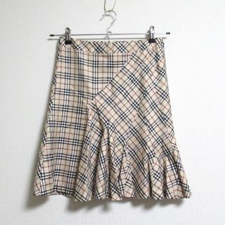 バーバリーブルーレーベル(BURBERRY BLUE LABEL)の【バーバリーブルーレーベル】ノバチェック アシンメトリー スカート 36 ベージ(ひざ丈スカート)