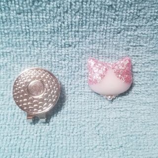 ^•ᢦ•^ゴルフボールマーカー＆キャップクリップ【ピンク 猫】ハンドメイド♪(その他)