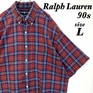 ラルフローレン(Ralph Lauren)のラルフローレン シャツ 半袖 チェックシャツ オーバーサイズ 赤 青 ポニー古着(シャツ)