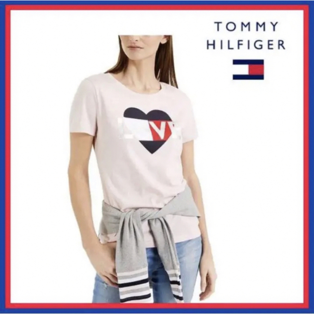 TOMMY HILFIGER(トミーヒルフィガー)のTシャツ トミー Tommy ハートピンク 日本未入荷 US/XSサイズ レディースのトップス(Tシャツ(半袖/袖なし))の商品写真