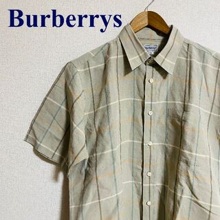 バーバリー(BURBERRY)のバーバリーズ 80s 90s リネン ヴィンテージ 　チェック半袖 Lサイズ(シャツ)