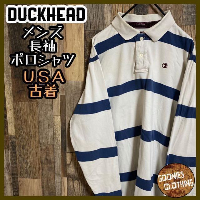 ダックヘッド アヒル 鳥 アニマル 長袖 ポロシャツ ロゴ USA 90s