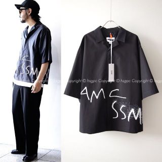 オーエーエムシー(OAMC)のOAMC スプレー グラフィック ロゴ オーバーサイズ 開襟 シャツ ブラウス(Tシャツ/カットソー(半袖/袖なし))