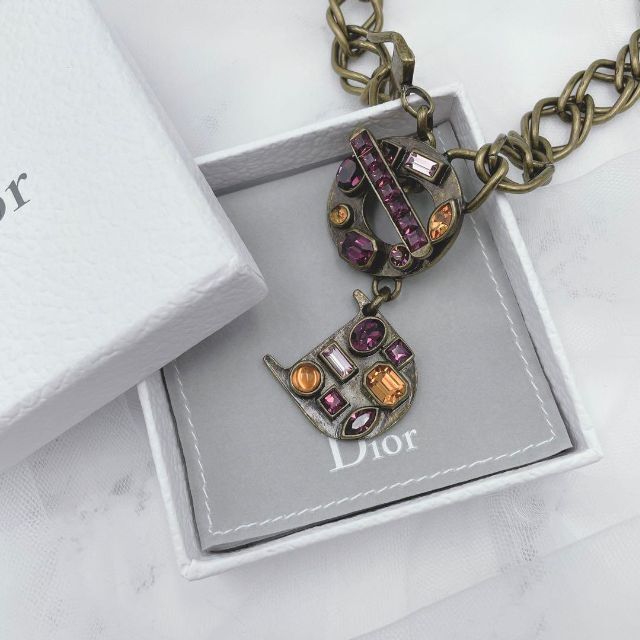 ✨希少✨ Dior Dロゴ カラーストーン 2連 ブレスレット チェーン