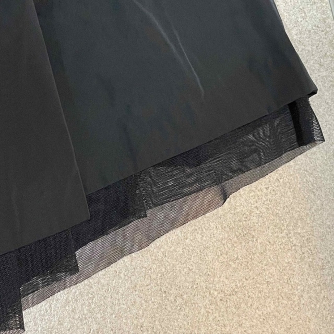 Spick & Span(スピックアンドスパン)のリバーシブル　チュールスカート　黒 レディースのスカート(ひざ丈スカート)の商品写真