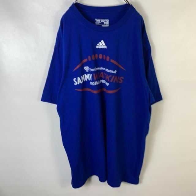 adidas(アディダス)のD594 アディダス　ビッグプリント　プリントロゴ　 XL 青　ブルー　Tシャツ メンズのトップス(Tシャツ/カットソー(半袖/袖なし))の商品写真